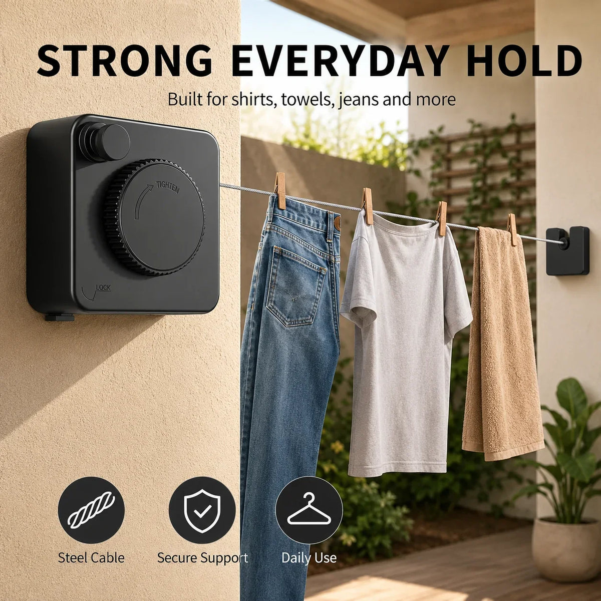 Purpose-Built Retractable Stainless Steel Clothesline – Dry More