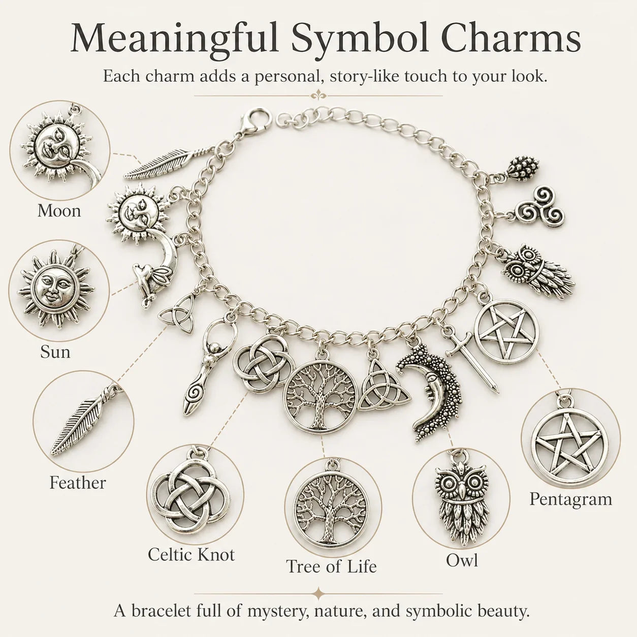 Distinctive Vintage Witchy Charm Bracelet for Everyday Wear