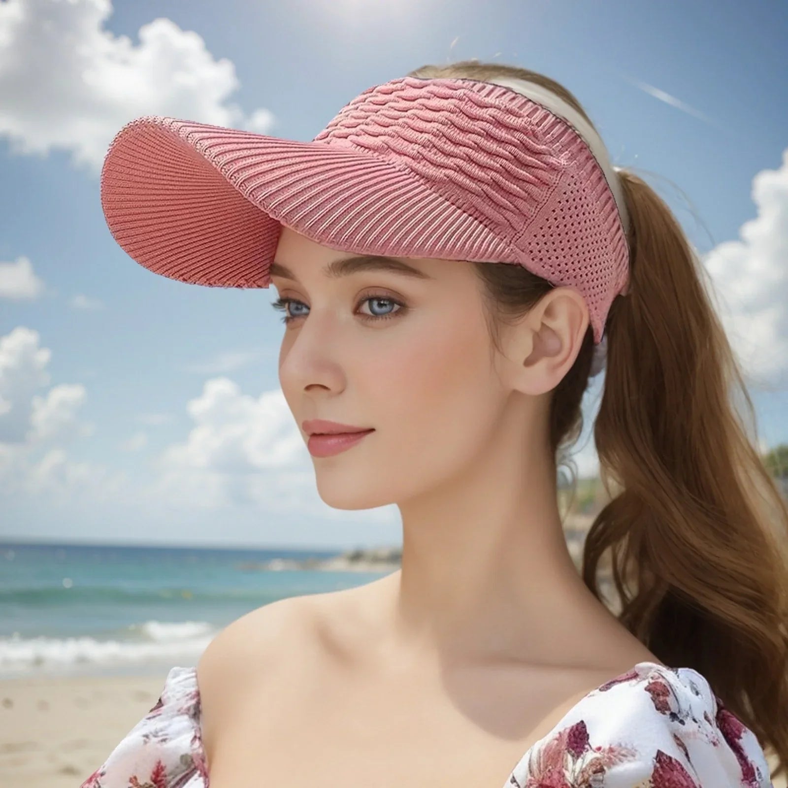 Distinctive Women's High Ponytail Sun Visor Hat – Breathable Open-Top