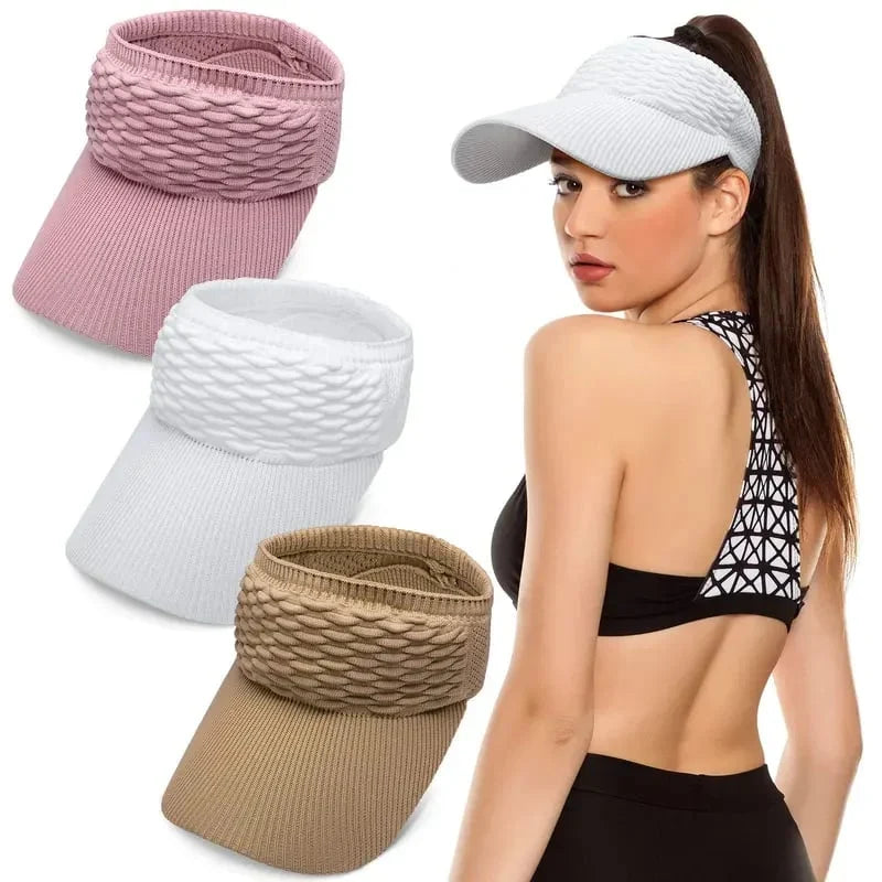 Distinctive Women's High Ponytail Sun Visor Hat – Breathable Open-Top