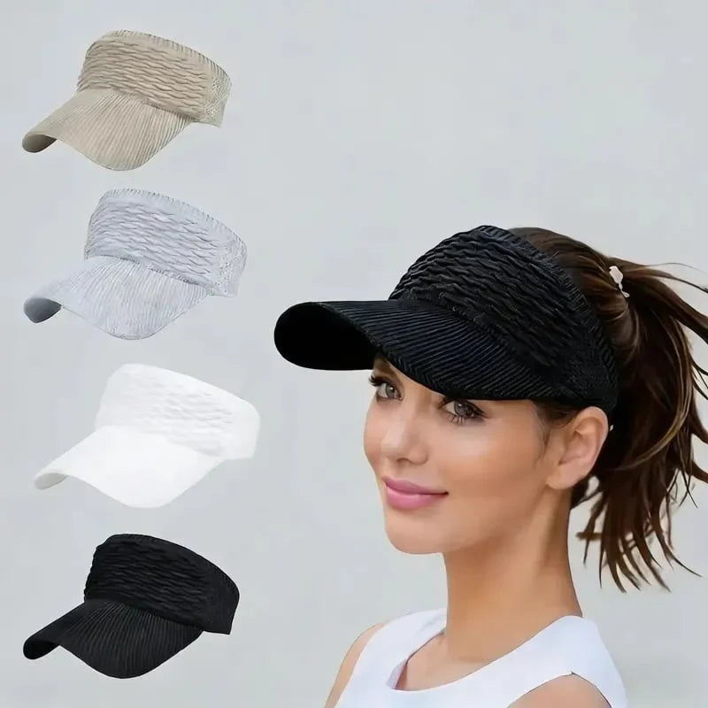 Distinctive Women's High Ponytail Sun Visor Hat – Breathable Open-Top