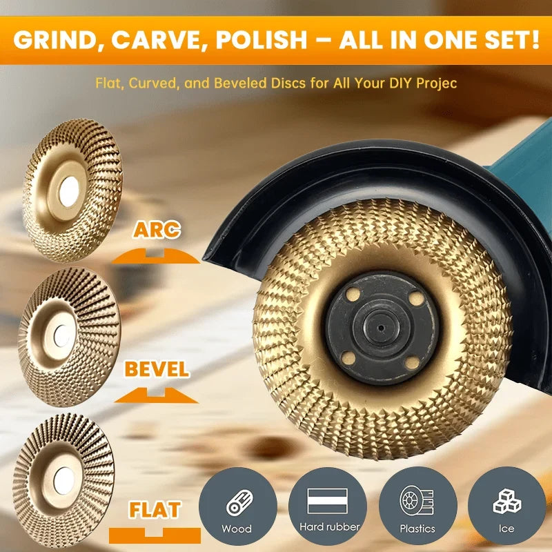 Versatile Wood Carving Disc Set for Angle Grinders