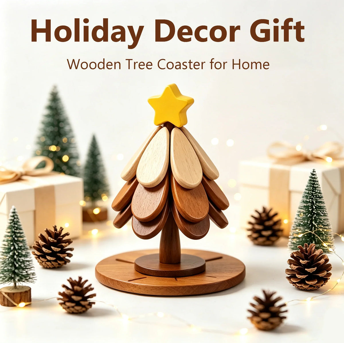Workshop-Ready 2-in-1 Wooden Tree Trivet – Festive Table