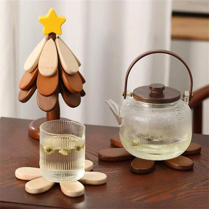 Workshop-Ready 2-in-1 Wooden Tree Trivet – Festive Table
