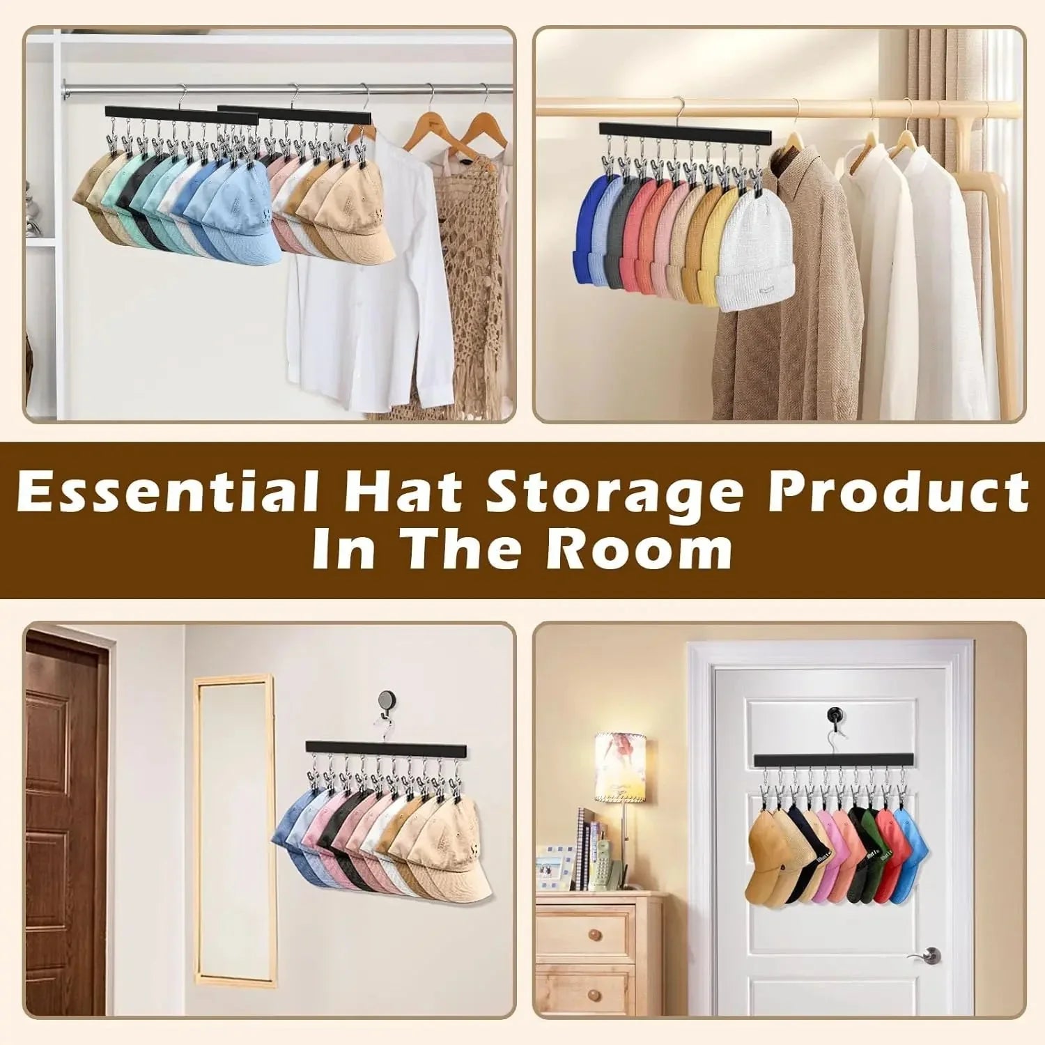 Comfort-Focused Wooden Hat Organizer – Clips Holds for Ev – Wooden Hat