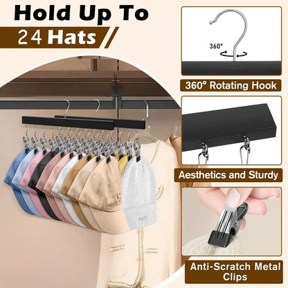 Comfort-Focused Wooden Hat Organizer – Clips Holds for Ev – Wooden Hat