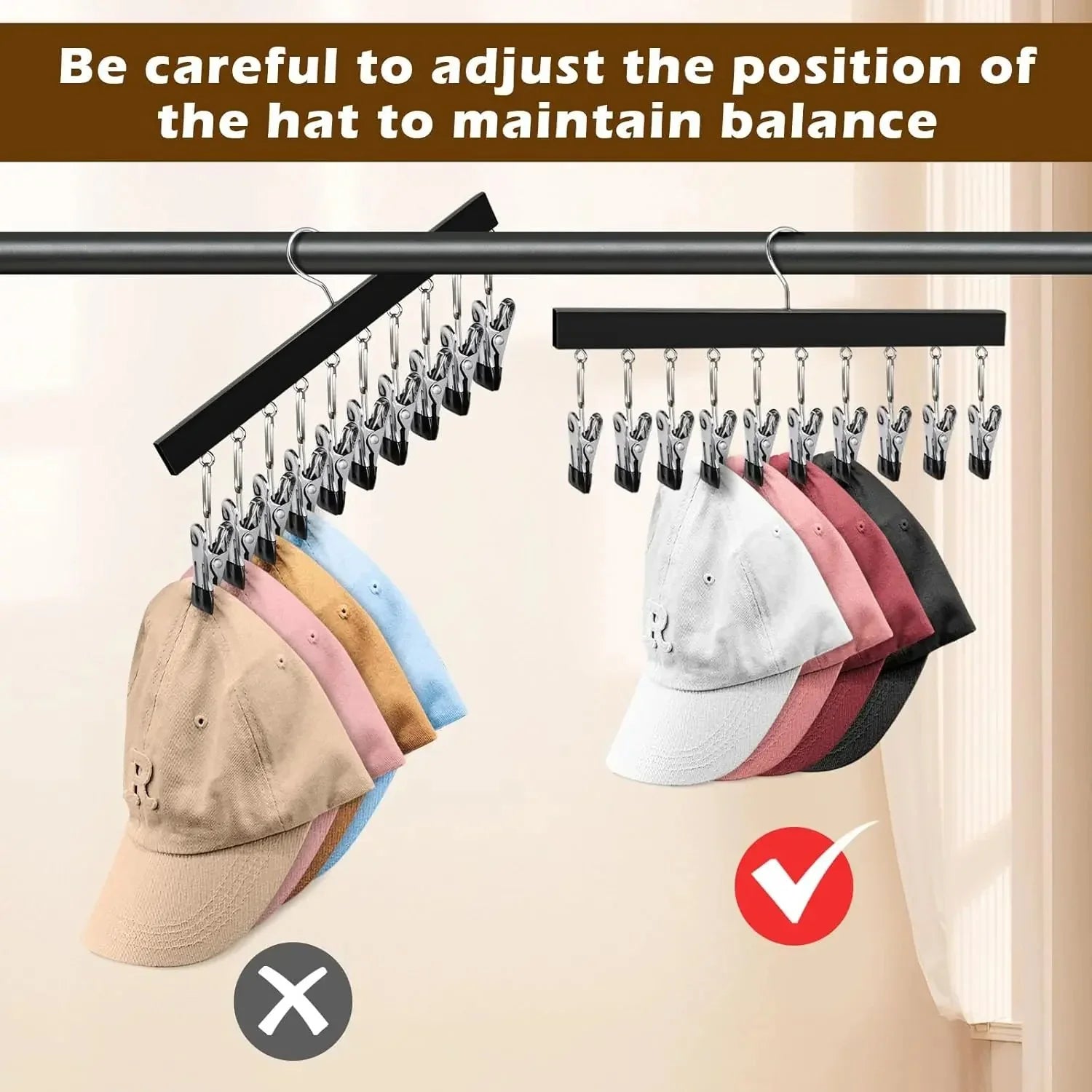 Comfort-Focused Wooden Hat Organizer – Clips Holds for Ev – Wooden Hat