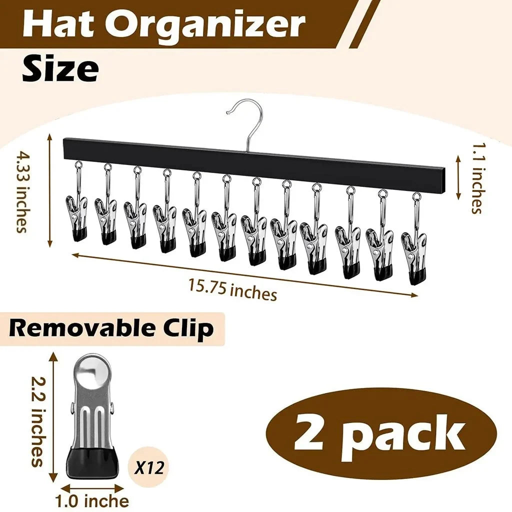 Comfort-Focused Wooden Hat Organizer – Clips Holds for Ev – Wooden Hat