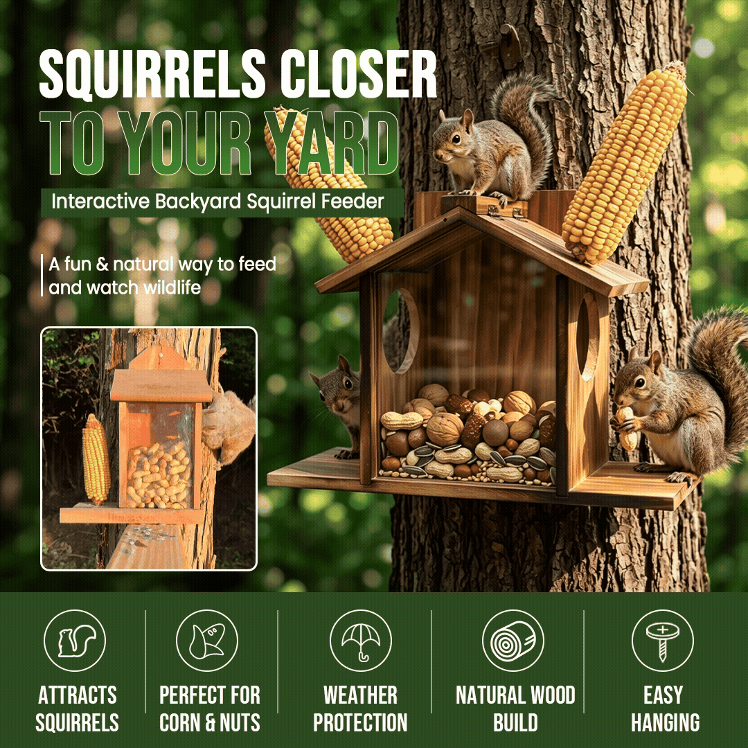 Purpose-Built Wooden Squirrel Feeder for Everyday Use