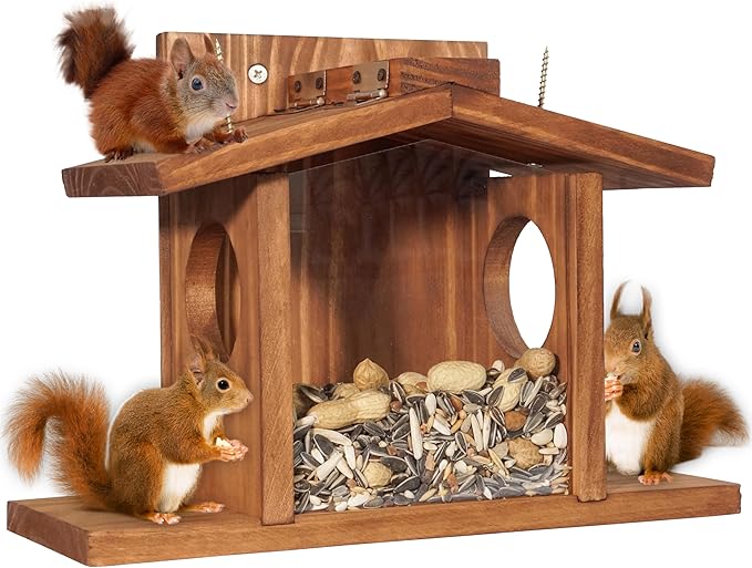 Purpose-Built Wooden Squirrel Feeder for Everyday Use