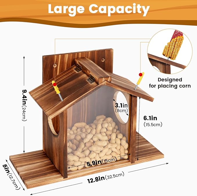 Purpose-Built Wooden Squirrel Feeder for Everyday Use
