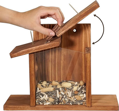 Purpose-Built Wooden Squirrel Feeder for Everyday Use