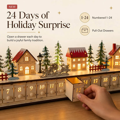 Purpose-Built Wooden Village Advent Calendar With Led