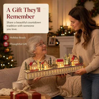 Purpose-Built Wooden Village Advent Calendar With Led