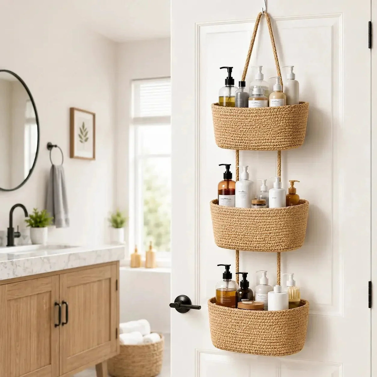 Space-Saving Woven Cotton 3-Tier Over-Door