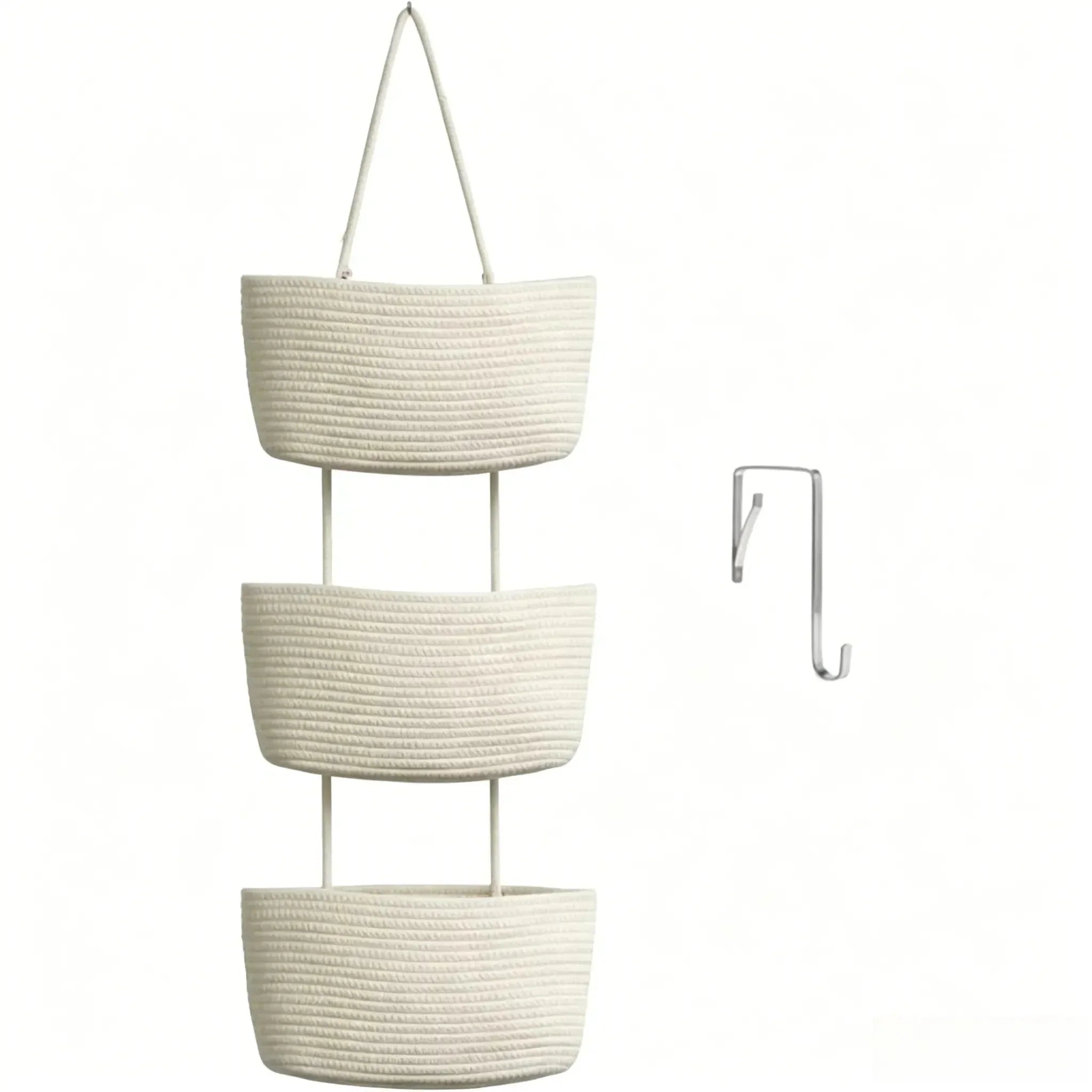Space-Saving Woven Cotton 3-Tier Over-Door