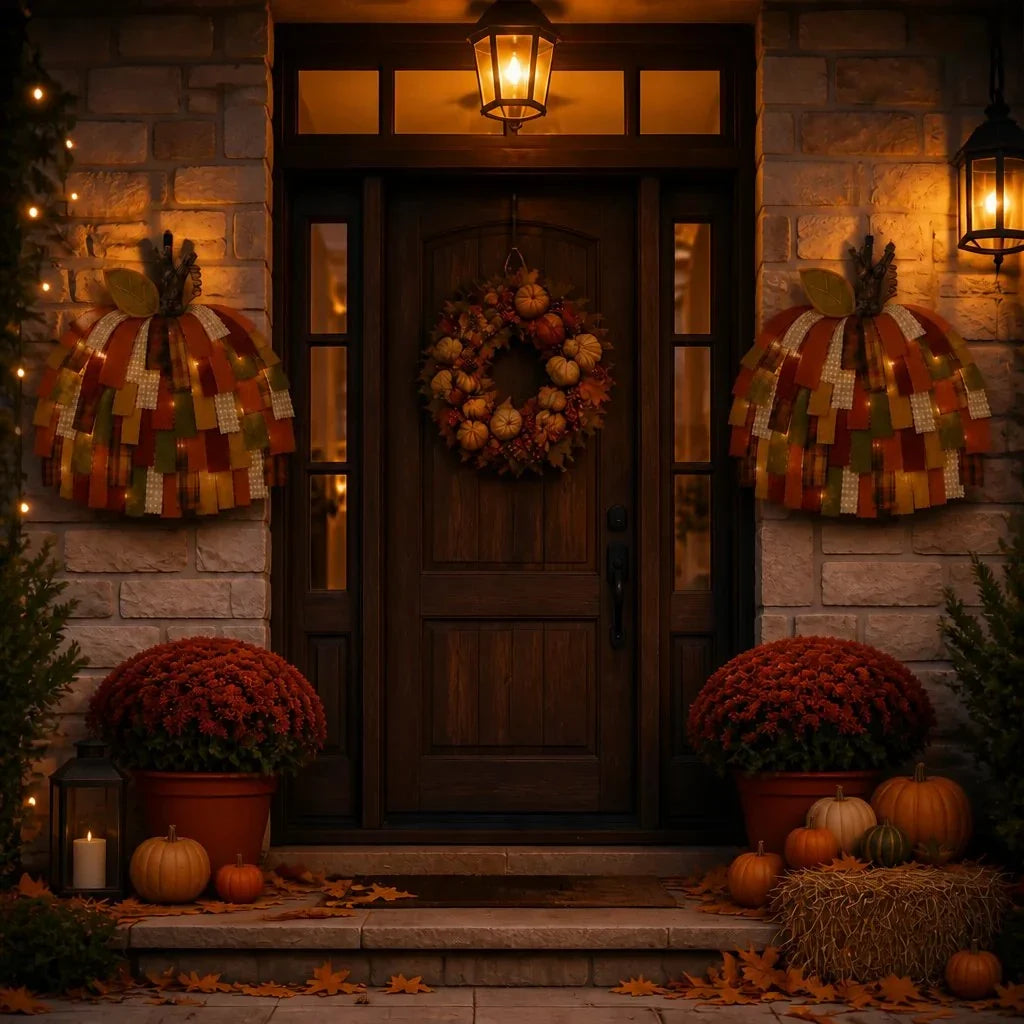 Purpose-Built Handmade Patchwork Pumpkin Door Hanger - Rustic Fall &