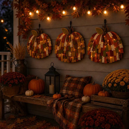 Purpose-Built Handmade Patchwork Pumpkin Door Hanger - Rustic Fall &