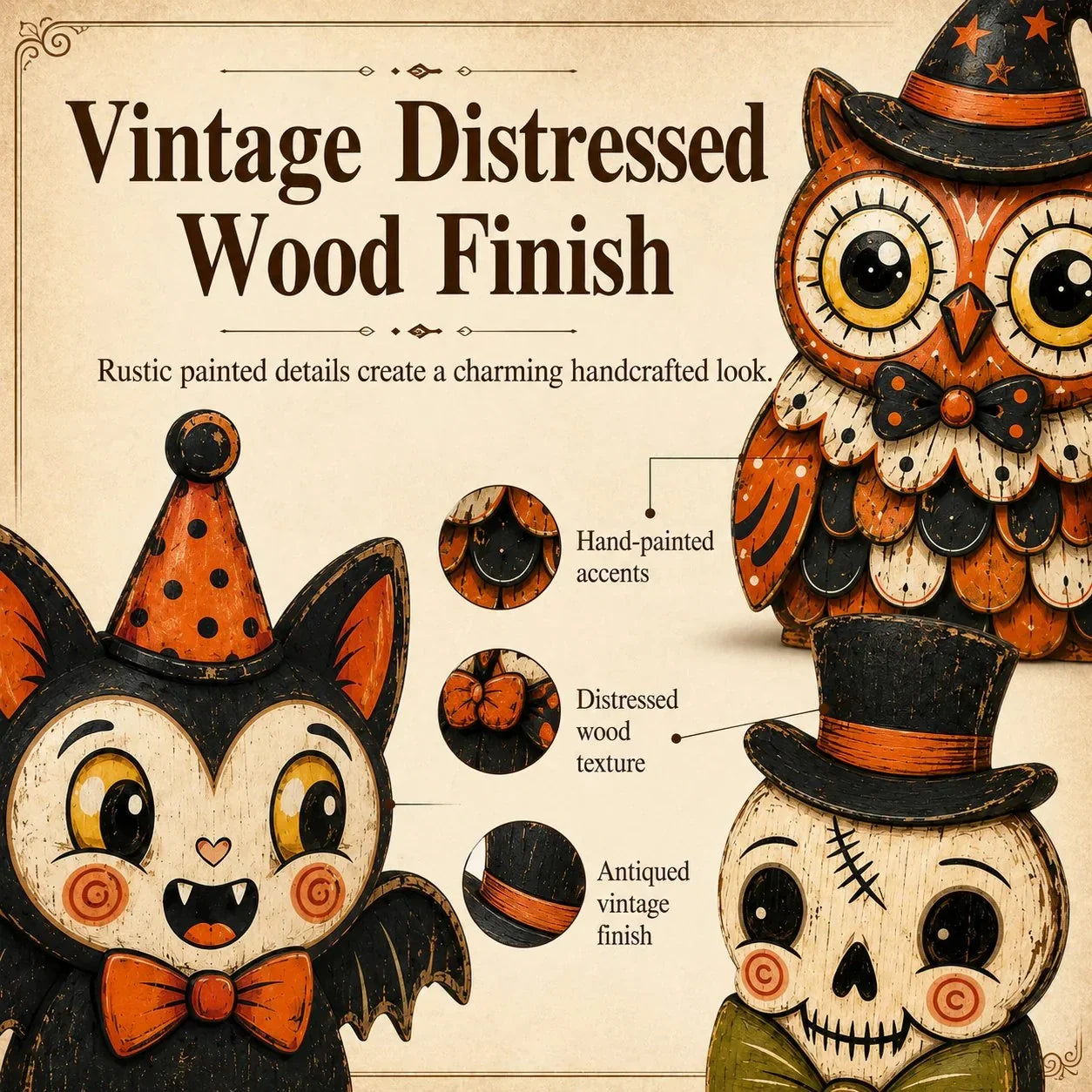 Purpose-Built Vintage Wooden Character Tabletop Decor for Everyday Use