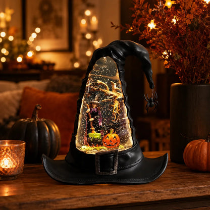 Decorative Witches Hat Lighted Water Lantern With Swirling