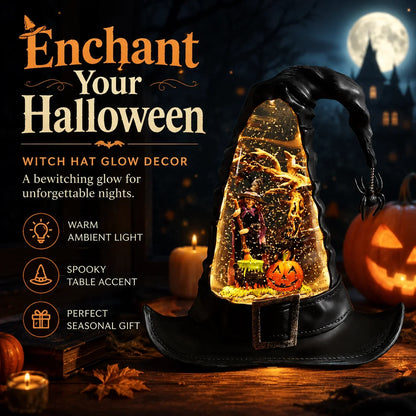Decorative Witches Hat Lighted Water Lantern With Swirling