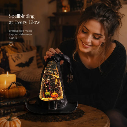Decorative Witches Hat Lighted Water Lantern With Swirling