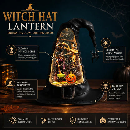 Decorative Witches Hat Lighted Water Lantern With Swirling