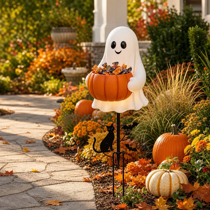 Outdoor Ghost Candy Holder Garden Stake for Garden Display