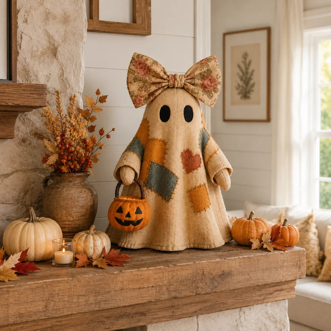 Purpose-Built Vintage Patchwork Glowing Ghost Decor for Everyday Use