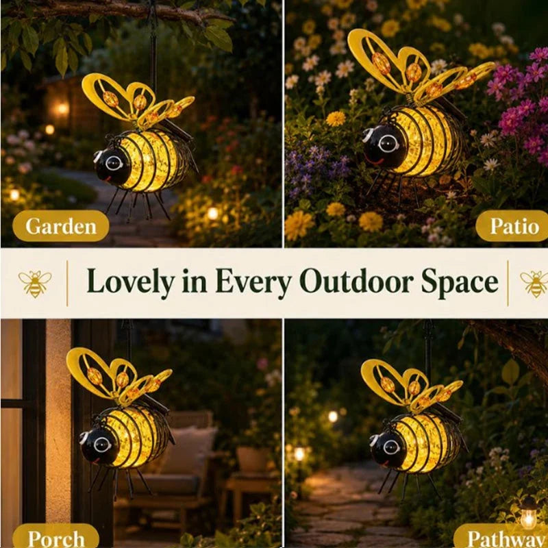 Outdoor Solar Powered Hanging Bee Garden Light for Garden Display
