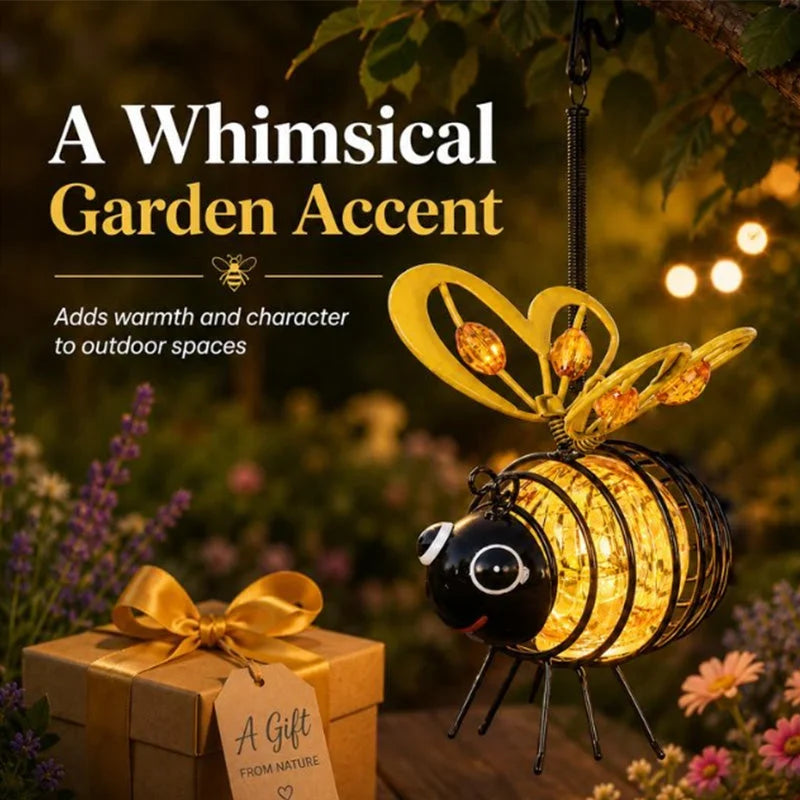 Outdoor Solar Powered Hanging Bee Garden Light for Garden Display