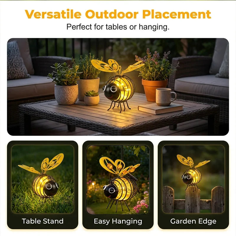Outdoor Solar Powered Hanging Bee Garden Light for Garden Display