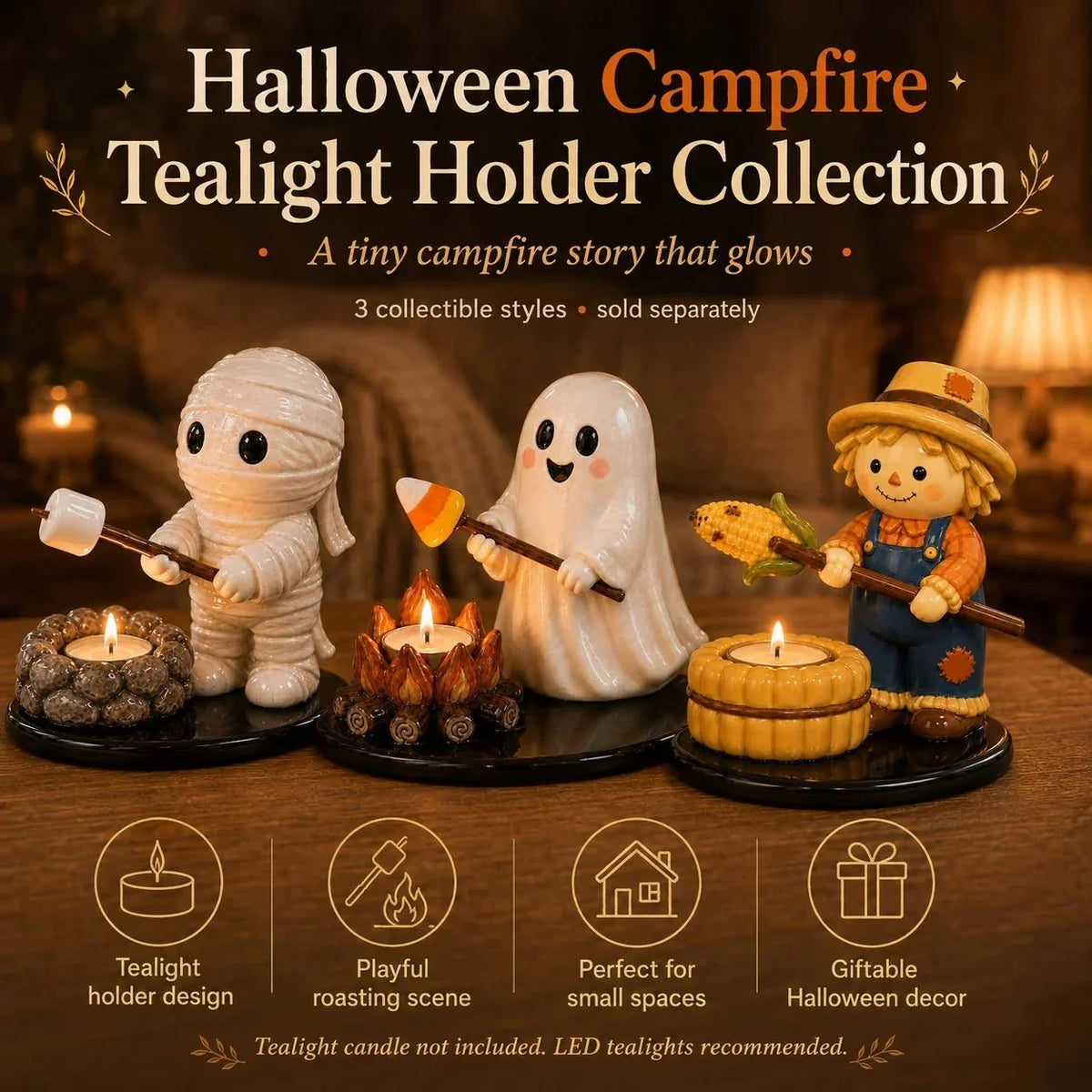 Decorative Campfire Tealight Holder for Focused Lighting