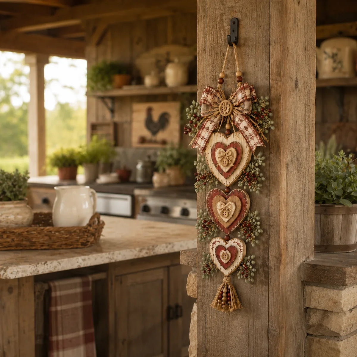 Purpose-Built Vintage Farmhouse Layered Heart Wall