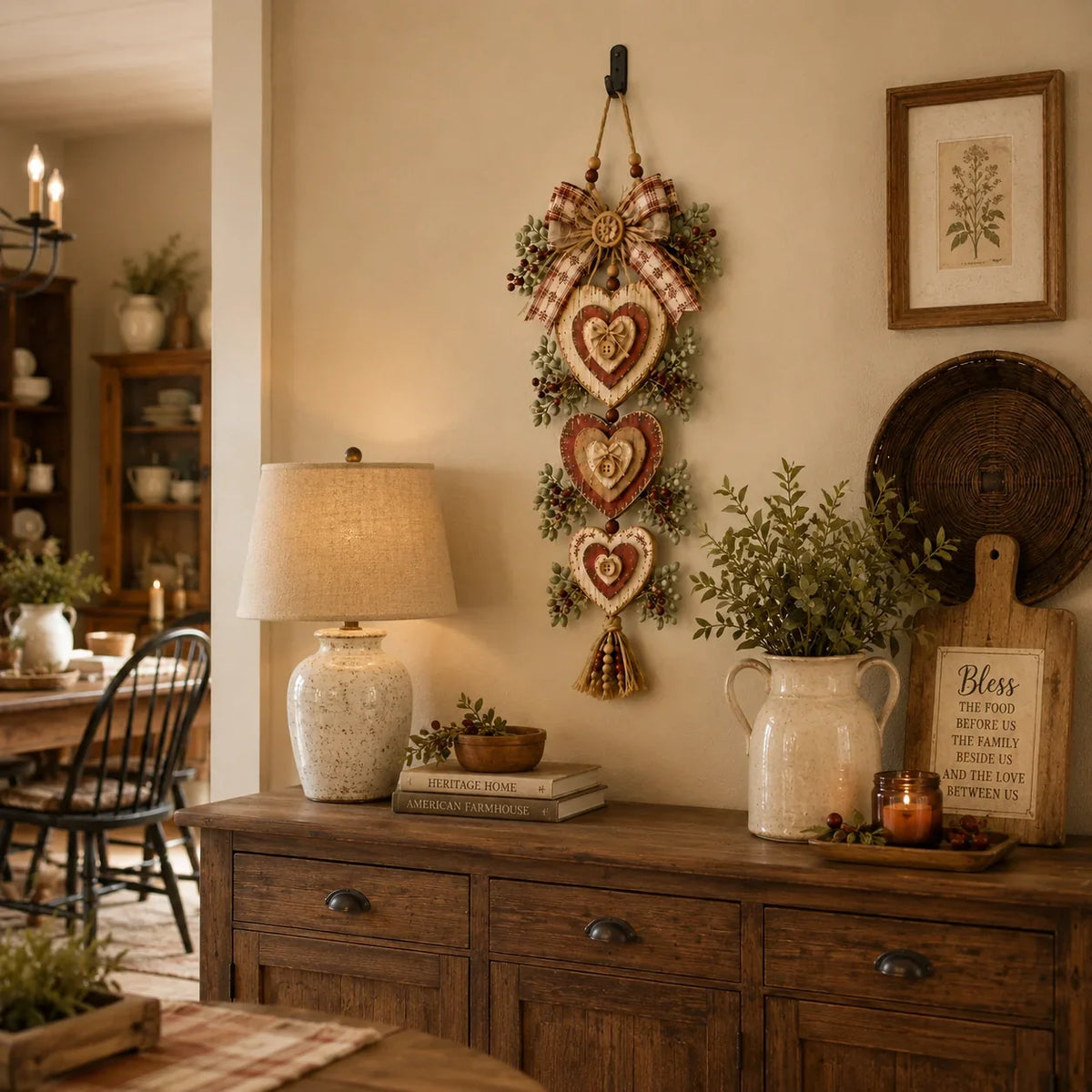 Purpose-Built Vintage Farmhouse Layered Heart Wall