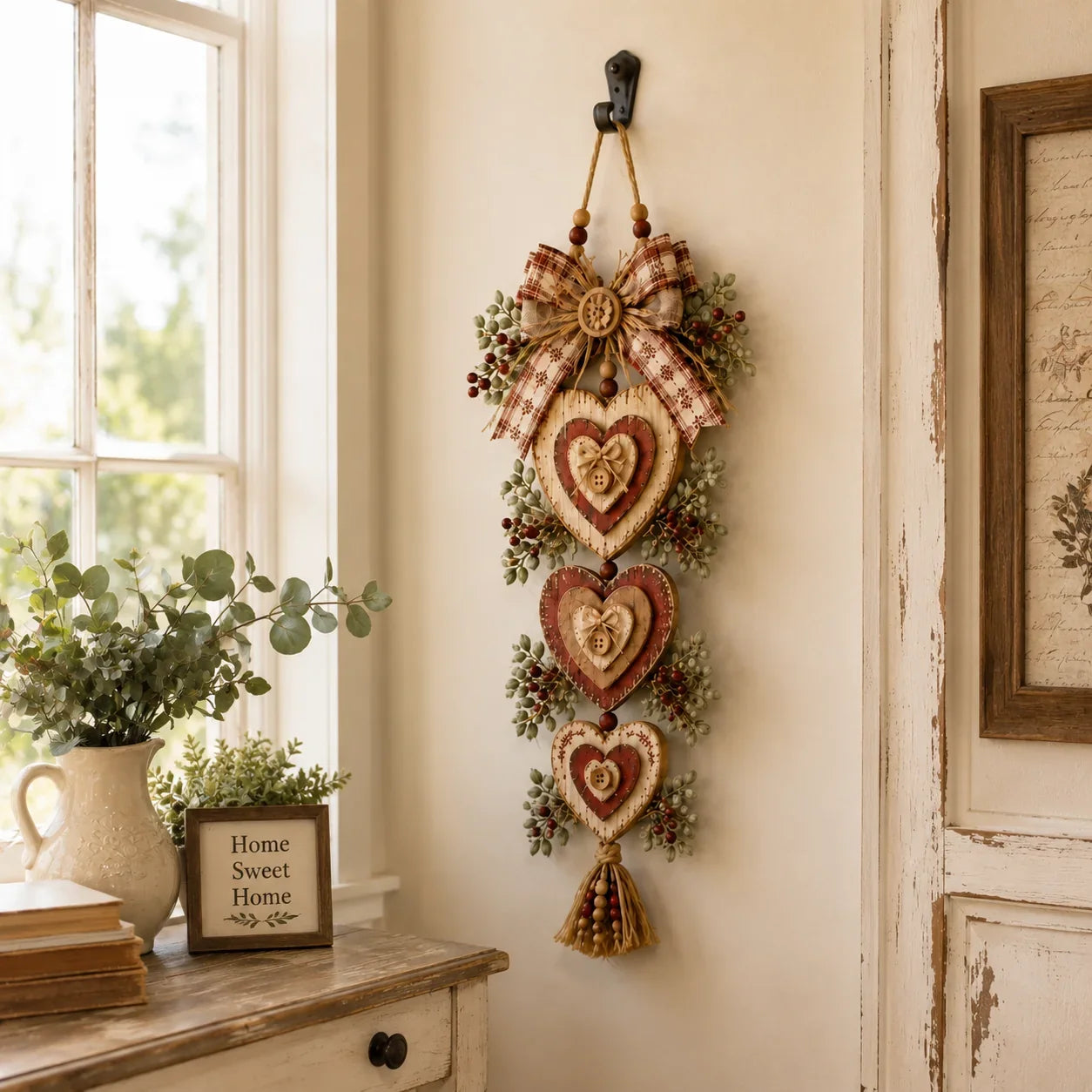 Purpose-Built Vintage Farmhouse Layered Heart Wall