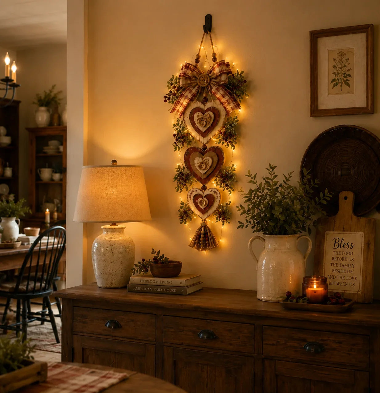 Purpose-Built Vintage Farmhouse Layered Heart Wall
