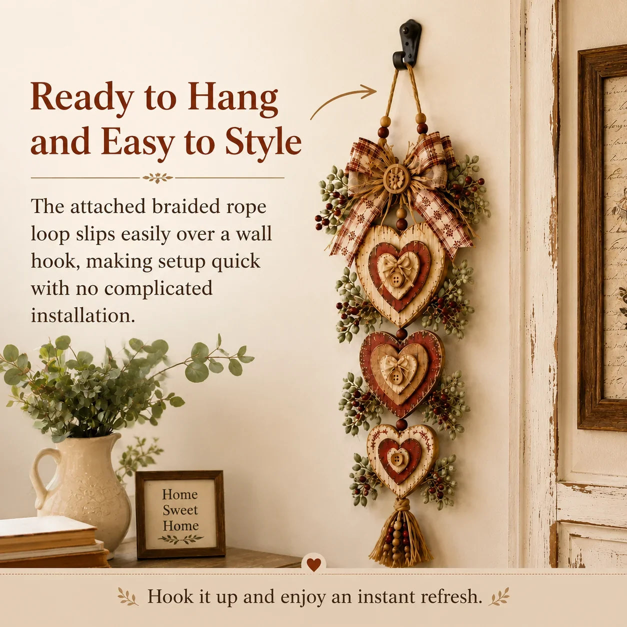 Purpose-Built Vintage Farmhouse Layered Heart Wall