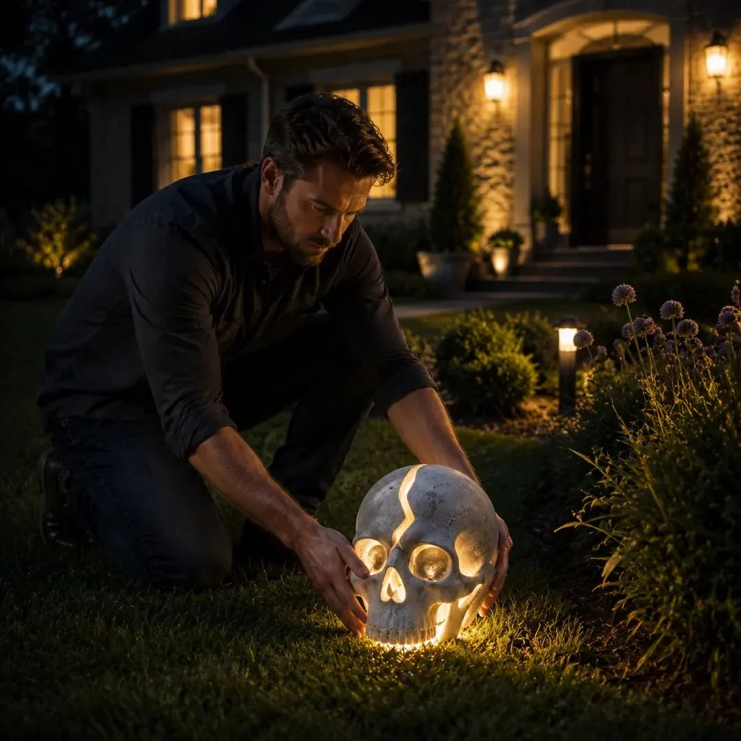 Outdoor Cracked Skull Solar Garden Light for Garden Display
