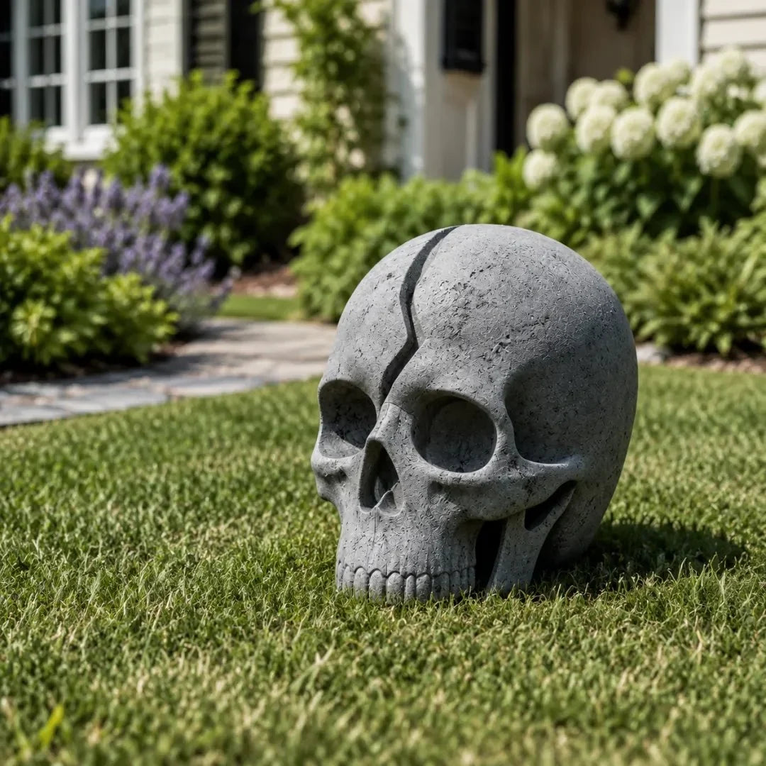 Outdoor Cracked Skull Solar Garden Light for Garden Display