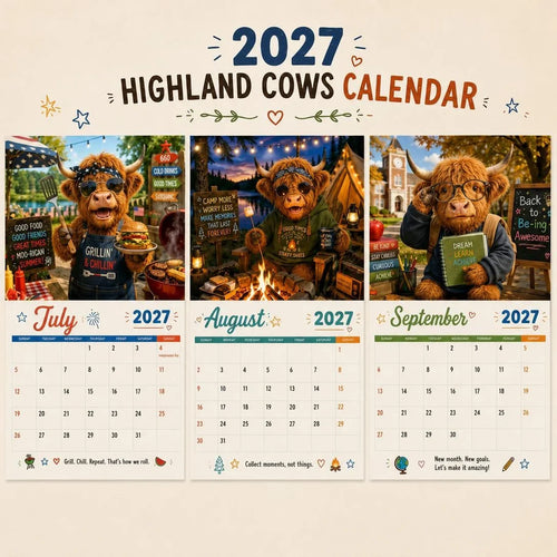 Purpose-Built Funny Highland Cows Wall Calendar – A4 Hanging