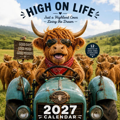 Purpose-Built Funny Highland Cows Wall Calendar – A4 Hanging