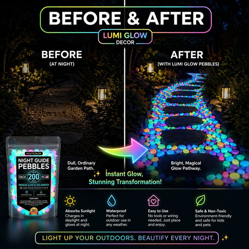Non-Toxic Multicolor Glow-in-the-Dark Garden and Aquarium Stones