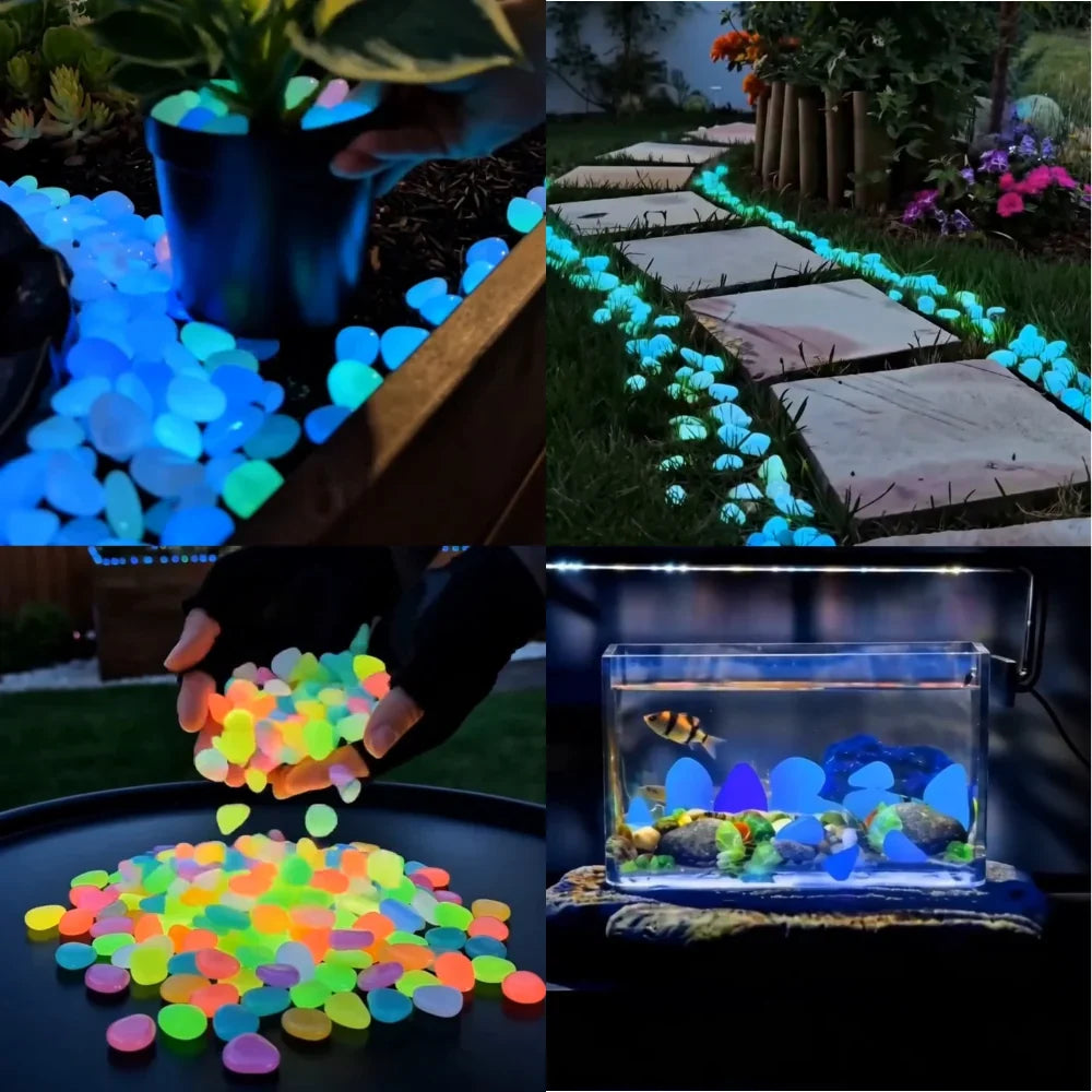 Non-Toxic Multicolor Glow-in-the-Dark Garden and Aquarium Stones
