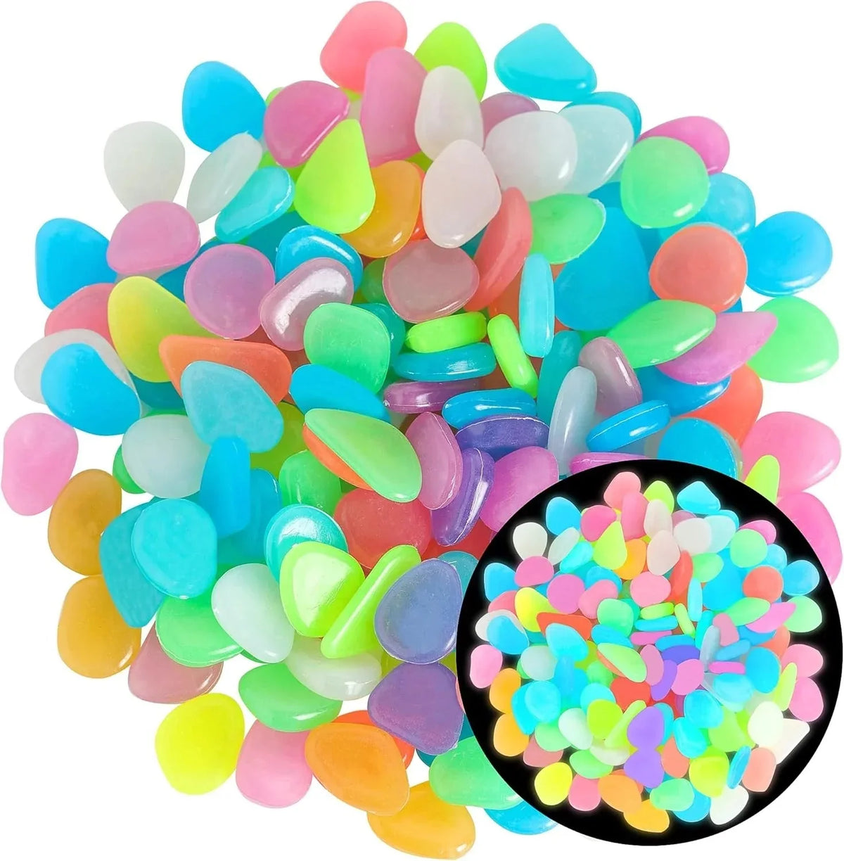 Non-Toxic Multicolor Glow-in-the-Dark Garden and Aquarium Stones