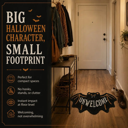 Purpose-Built “UNWELCOME” Bat Entryway Mat – Thick Bat-Shaped