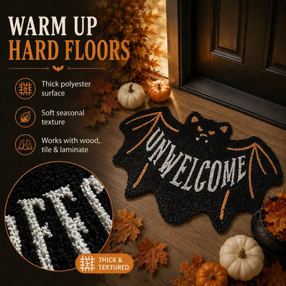 Purpose-Built “UNWELCOME” Bat Entryway Mat – Thick Bat-Shaped