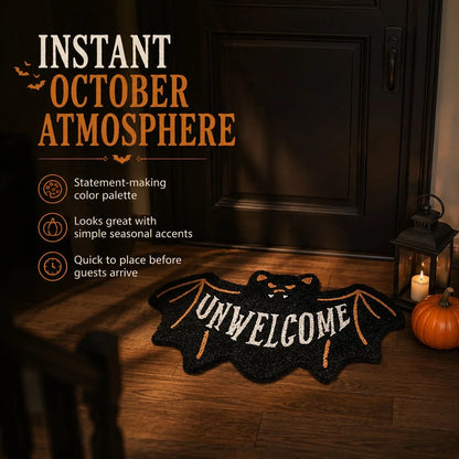 Purpose-Built “UNWELCOME” Bat Entryway Mat – Thick Bat-Shaped