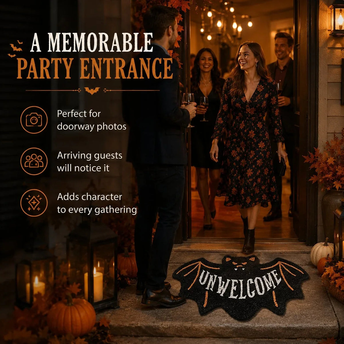Purpose-Built “UNWELCOME” Bat Entryway Mat – Thick Bat-Shaped