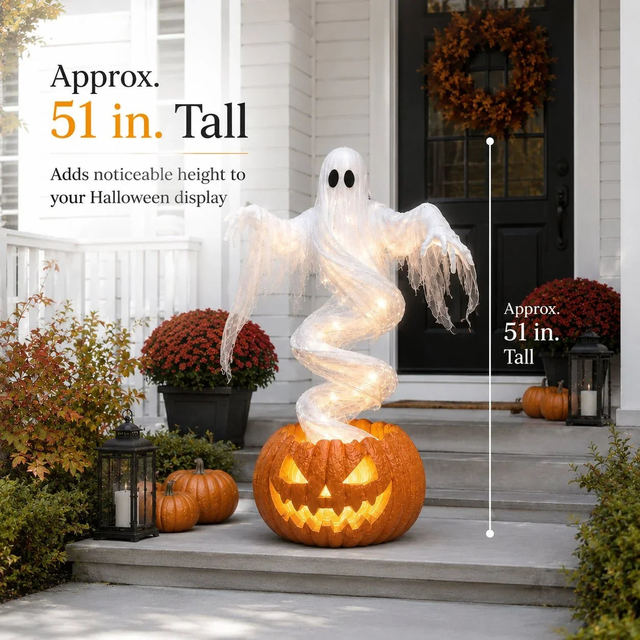 Decorative Swirling Ghost Pumpkin Yard Lamp for Focused Lighting